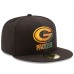 Men's Green Bay Packers New Era Black Color Dim 59FIFTY Fitted Hat 2606506